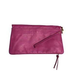 Alberta Di Canio Pink Genuine Leather Wristlet Clutch Made In Italy With Gold-To